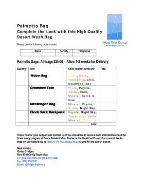 Fillable Online Palmetto Bag Form Doc Fax Email Print Pdffiller