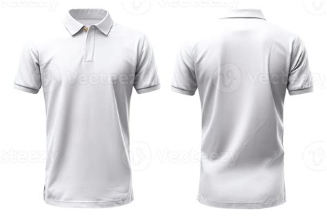 plain white polo t-shirt mockup design. front and back views. isolated ...