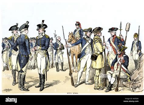 Continental Army Uniforms During The Revolutionary War Hand Colored