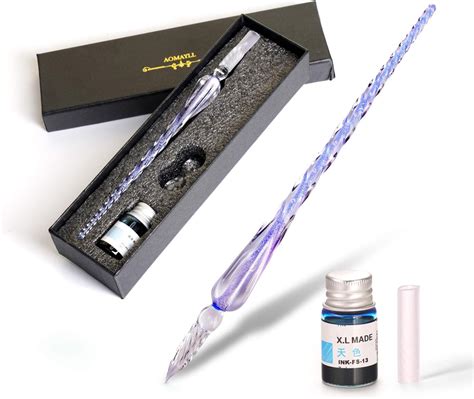 URBAN BOX Crystal Glass Dip Pen And Ink Set Calligraphy Pens With Ink