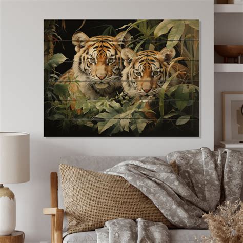 Bungalow Rose Asian Art Tigers In Jungle III On Wood Print Wayfair