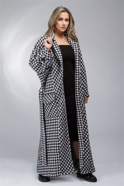 Houndstooth Coat Maxi Wool Coat Extravagant Coat Oversized Etsy