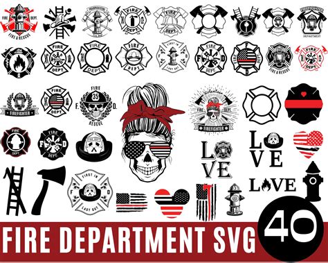 40 Fire Department Svg Bundle Fire Dept Svg Firefighter Svg Maltese