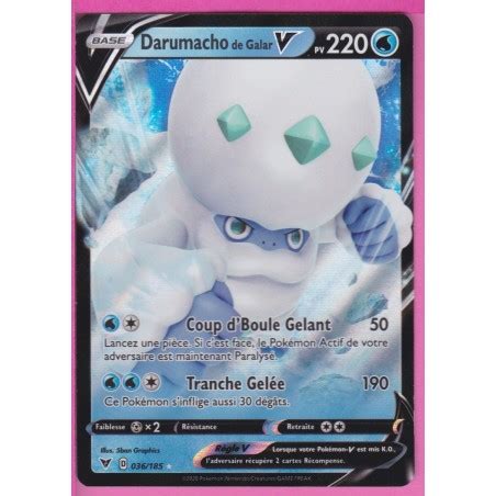 CARTE POKEMON 036 185 DARUMACHO DE GALAR V EPEE ET BOUCLIER VOLTAGE