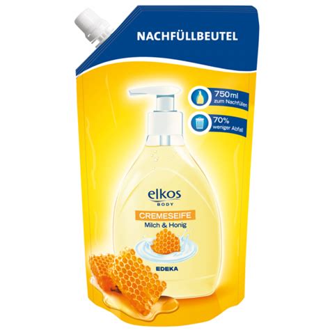 EDEKA elkos Cremeseife Milch Honig Nachfüllbeutel 750ml Dusch