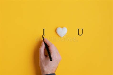 Male Hand Writing An I Love You Sign Stock Photo Image Of Heart