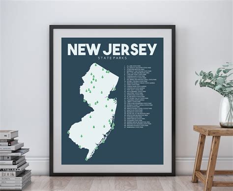 New Jersey State Parks Map Printable 16x20 T Etsy