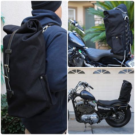 Sissy Bar Duffle Bag Chopper Bobber Custom R9Kustoms Black Etsy