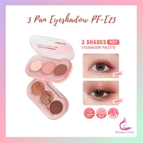 Jual PINKFLASH 3 Shades Eyeshadow Palette Giltter High Pigment Easy To