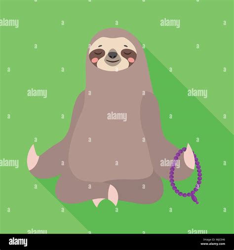 Sloth Meditation Icon Flat Illustration Of Sloth Meditation Vector