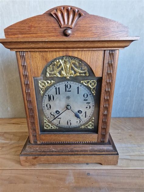 Tafel Bureauklokken Tafelklok Junghans Art Deco Glas Hout