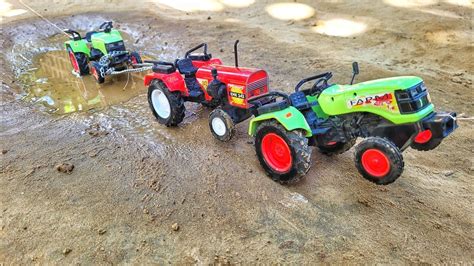 Farm Tractor Stuck In Mud Pulling Out Eicher Tractor And Mahindra