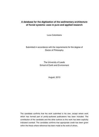 Thesis Outline A Database For The Digitization Of The Sedimentary