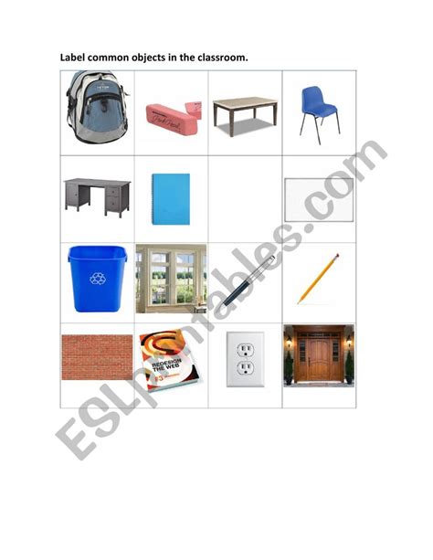 Label Common Objects In The Classroom Esl Worksheet By Eduardoortega