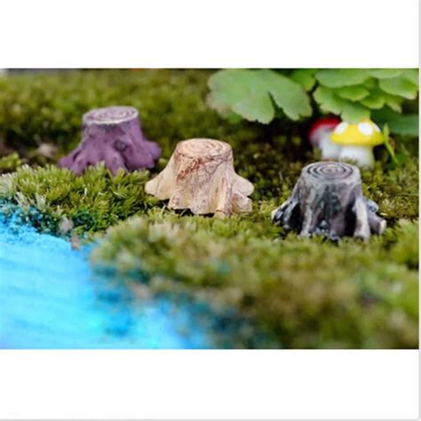 Pcs Artificial Mini Resin Tree Stump Craft Figurines Miniatures Diy