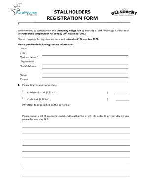 Fillable Online Stallholders Registration Form Fax Email Print Pdffiller