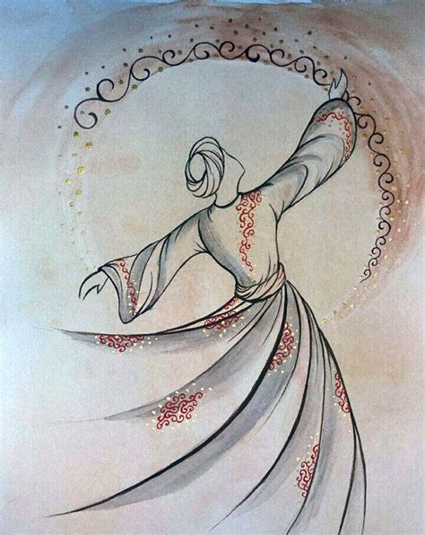 Original Painting Whirling Dervish Sufi Dance Rumi Miniature Islamic