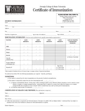 Gcsu Immunization Form Fill Online Printable Fillable Blank