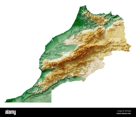 Morocco Detailed D Rendering Of A Shaded Relief Map With Rivers And