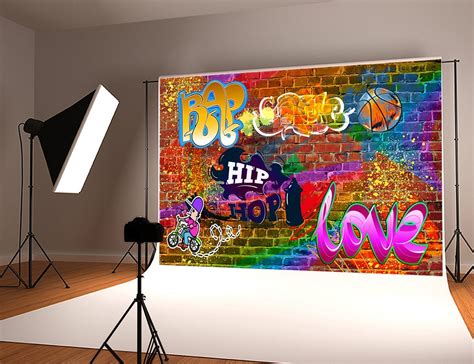 HelloDecor Polyester Fabric 7x5ft Hip Hop Graffiti Photography Backdrop