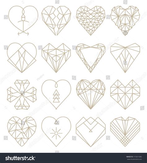 Geometric Heart Shapes Collection Stock Vector Illustration 315651686