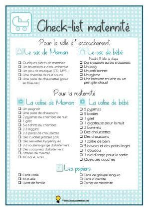 Checklist maternite Maternité Conseils bébé Bebe