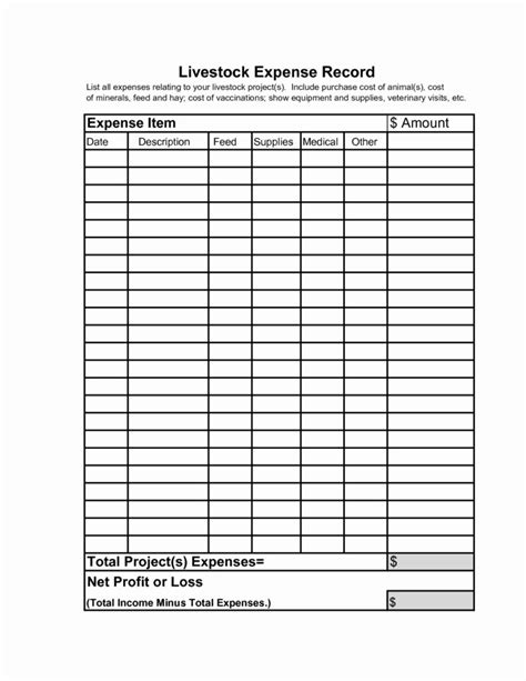 Cattle Expense Spreadsheet Intended For Cattle Recordg Spreadsheet