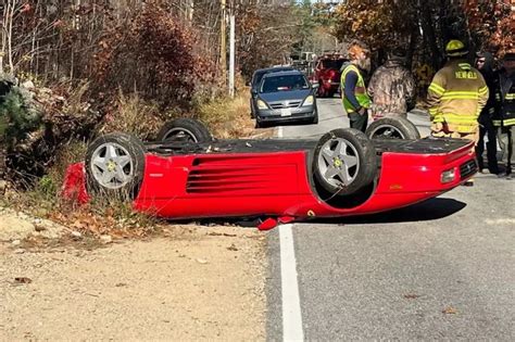 Ferrari Rollover In Newfield Maine Sends One To The Hospital