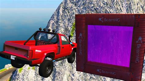 Cars Jumping Through Giant Portal Beamng Drive Youtube