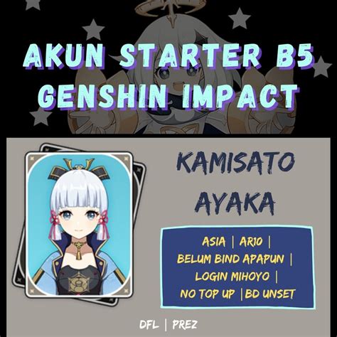 Jual Akun Starter Kamisato Ayaka Asia Genshin Genshin Impact DFL