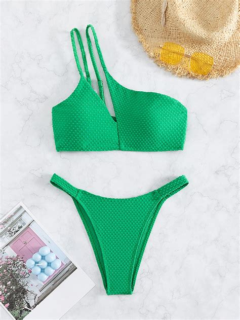 Bañador bikini unicolor de un hombro Moda de Mujer SHEIN México