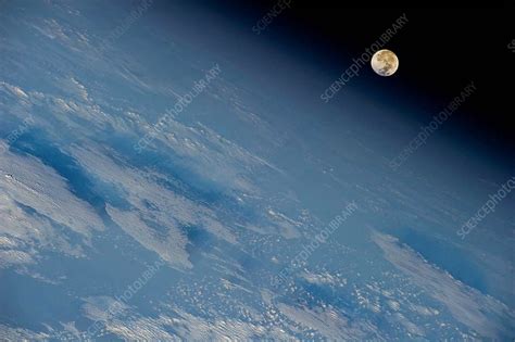 Earth And Moon Iss Image Stock Image C Science Photo Library