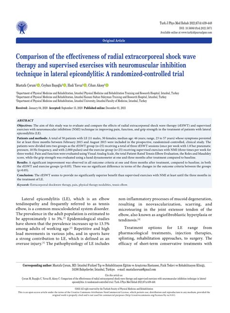 Pdf Comparison Of The Effectiveness Of Radial Extracorporeal Shock