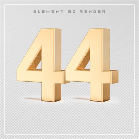 Premium PSD | 44 number golden 3d render