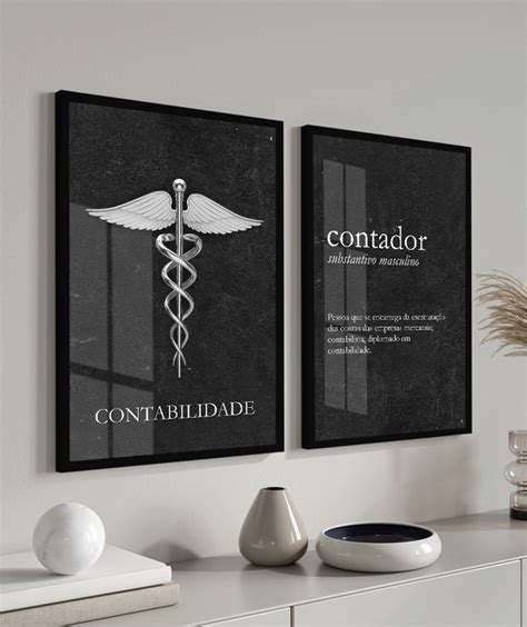 Kit 2 Quadros Decorativos Escritório Contabilidade Vidro