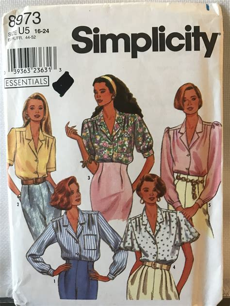 Simplicity Sewing Pattern Misses Blouse With Sleeve Variations