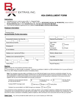 Fillable Online HSA Enrollment Form 091517 003 Fax Email Print