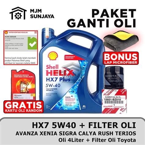 Jual Gratis Filter Oli Paket Ganti Oli Mesin Shell Helix Hx Sae W