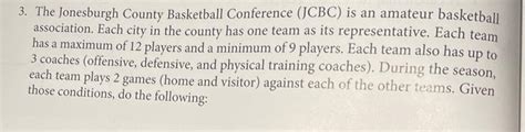 3. The Jonesburgh County Basketball Conference (JCBC) | Chegg.com