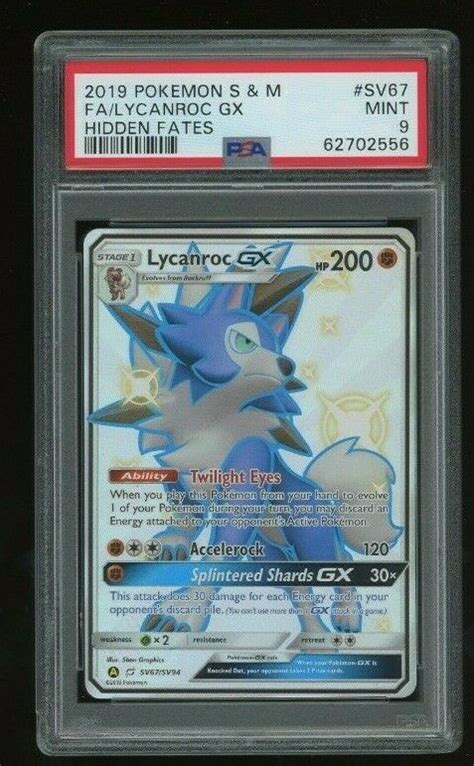 Pokemon Lycanroc Gx Sv Sun Moon Hidden Fates Shiny Vault Psa