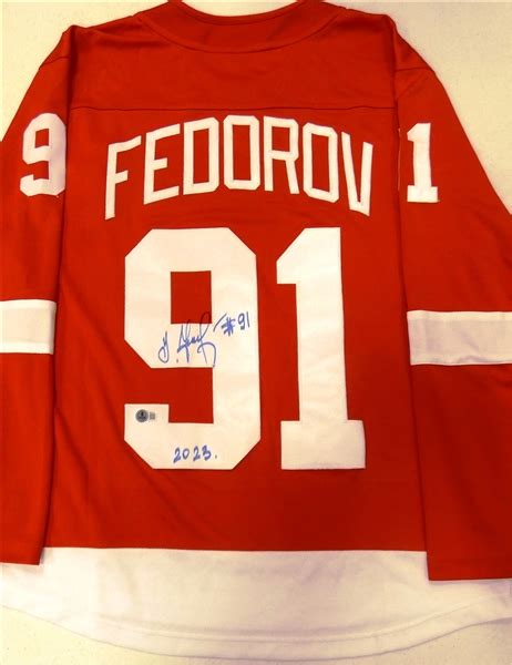 Lot Detail Sergei Fedorov Autographed Red Wings Jersey