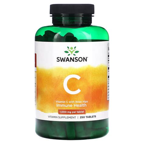 Swanson Vitamin C With Rose Hips 1 000 Mg 250 Tablets