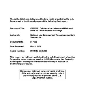 Fillable Online Ncjrs Collaboration Between Aamva And Nlets For Driver