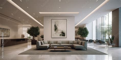 Elegant Modern Lobby Interior Design AI Generated Stock Photo | Adobe Stock