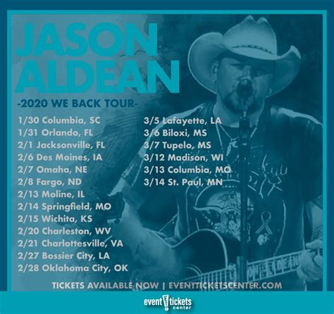 Jason Aldean Announces 2020 “We Back Tour” | Jason aldean, Jason, Tours