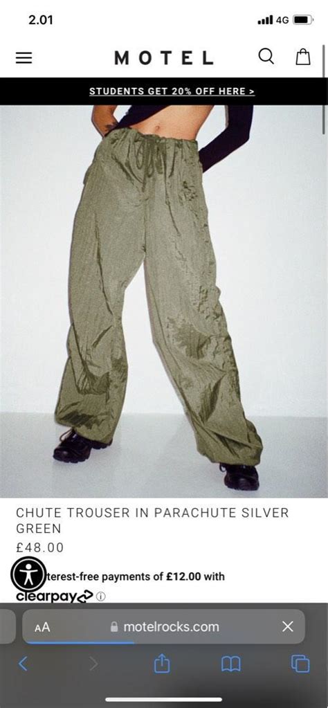 Motel Rocks Parachute Pants Silver Green Celana Panjang Parasut Baggy