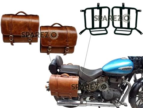 Pour Royal Enfield Meteor Cuir Panier Marron Fauve Sacs Avec