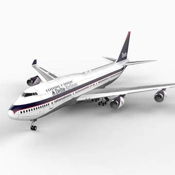 Boeing 747-400 Airliner Delta Airlines Old Livery ~ Modelos 3D #91489580