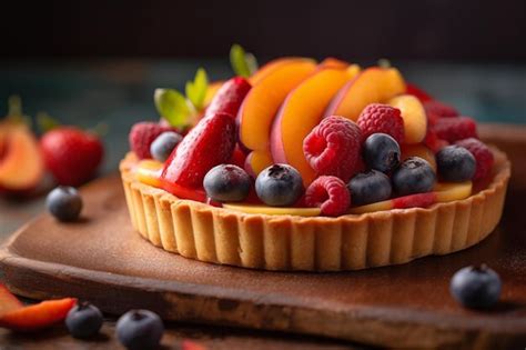 Premium AI Image | Custard fruit tart