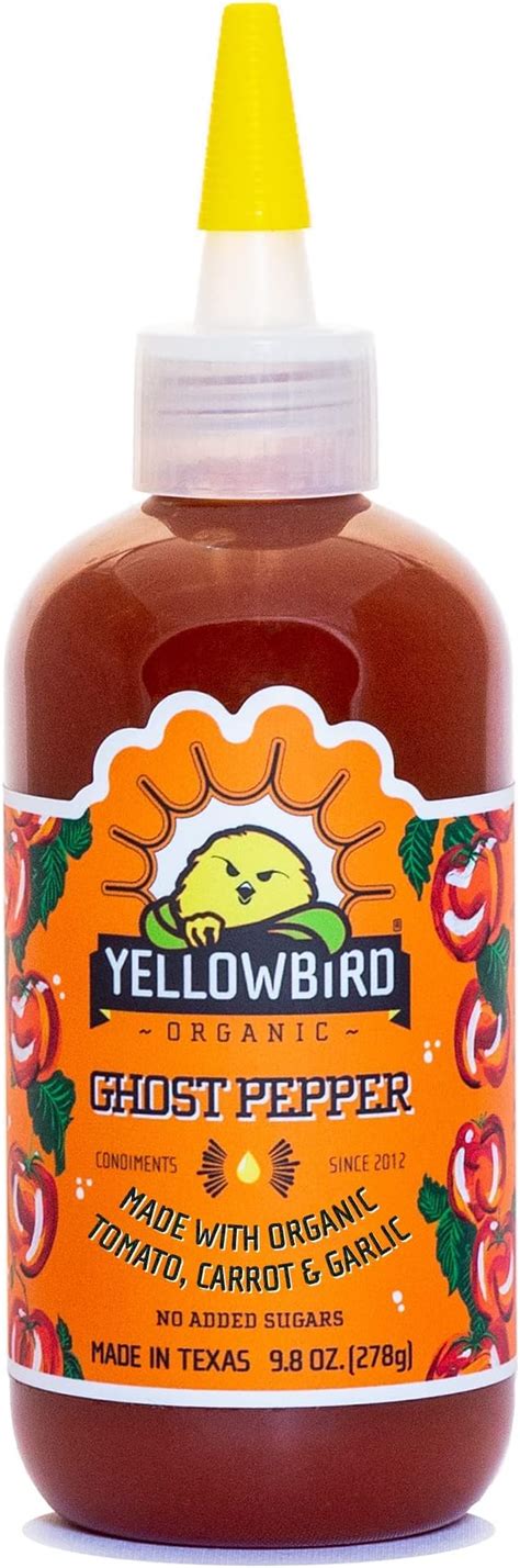 Organic Ghost Pepper Hot Sauce By Yellowbird Hot And Smoky Hot Pepper Sauce With